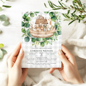 Invitation Animaux Mignons Vichy Arche de Noé Baby Shower
