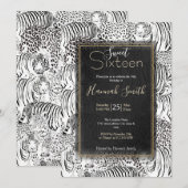 Invitation Animaux modernes de tigres léopards noirs blancs (Devant / Derrière)