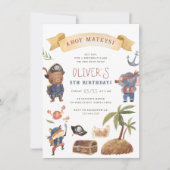 Invitation Animaux pirates fête d'anniversaire (Devant)