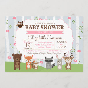 Invitation Animaux ressort de région boisée ou baby shower de