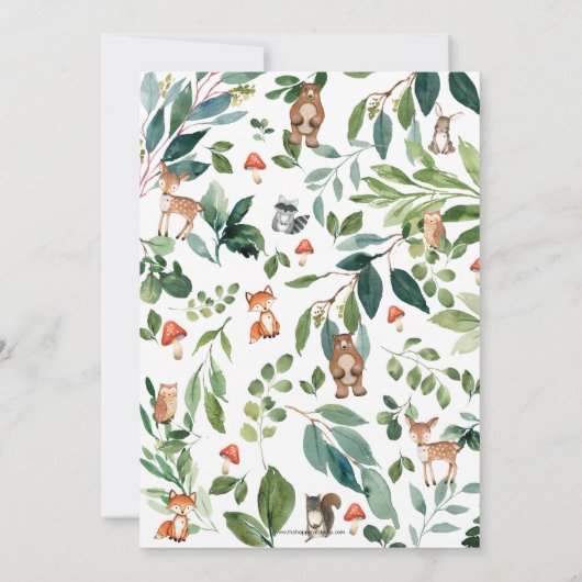 Invitation Animaux rustiques en bois Baby shower par Mail Boy (Dos)