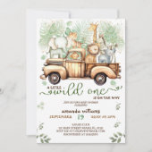 Invitation Animaux Safari dans le baby shower automobile (Devant)