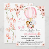 Invitation animaux safari en montgolfière bébé douche (Devant / Derrière)