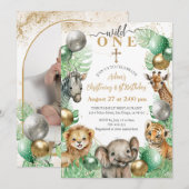 Invitation Animaux Safari Végétation tropicale Bébé 1er anniv (Devant / Derrière)