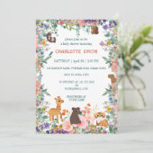 Invitation animaux safari zoo jungle baby shower de fleurs (Debout devant)