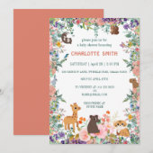 Invitation animaux safari zoo jungle baby shower de fleurs (Devant / Derrière)