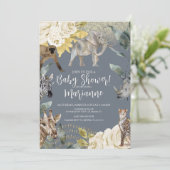 Invitation Animaux sauvages Baby shower Parties scintillant D (Debout devant)