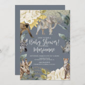 Invitation Animaux sauvages Baby shower Parties scintillant D (Devant / Derrière)