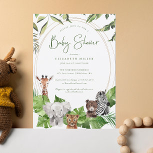 Invitation Animaux sauvages de la jungle   Baby Shower