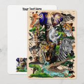 Invitation Animaux sauvages de la Savane africaine (Devant / Derrière)