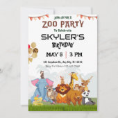 Invitation Animaux sauvages Enfants Zoo Fête Anniversaire Inv (Devant)