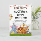 Invitation Animaux sauvages Enfants Zoo Fête Anniversaire Inv (Debout devant)