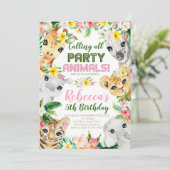 Invitation Animaux sauvages et à cinq fêtes Anniversaire (Debout devant)