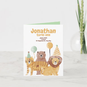 Invitation Animaux sauvages mignons Anniversaire