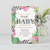 Invitation Animaux sauvages Palm Feuilles 1er anniversaire (Debout devant)