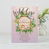 Invitation Animaux sauvages Parties scintillant de bois Anniv (Debout devant)