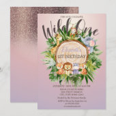 Invitation Animaux sauvages Parties scintillant de bois Anniv (Devant / Derrière)