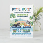 Invitation Animaux sauvages Pool Party Anniversaire Invitatio (Debout devant)