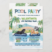 Invitation Animaux sauvages Pool Party Anniversaire Invitatio (Devant / Derrière)