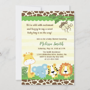 Invitation Animaux sauvages Safari Jungle Baby shower Invitat