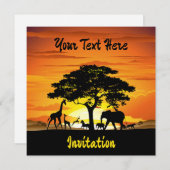 Invitation Animaux sauvages sur le coucher de soleil de la sa (Devant / Derrière)