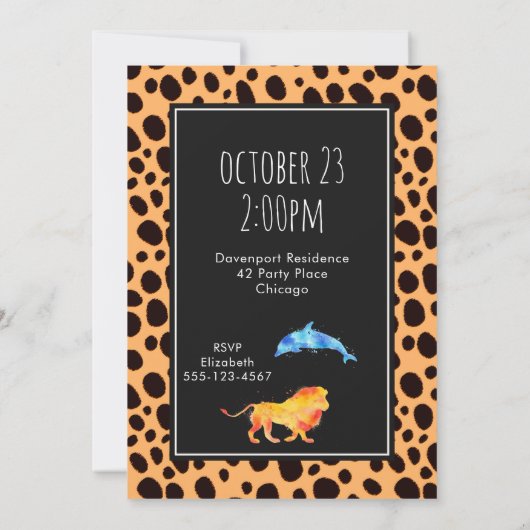 Invitation Animaux sauvages sur le guépard exotique Imprimer  (Dos)