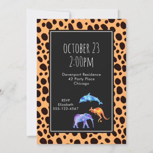 Invitation Animaux sauvages sur le guépard exotique Imprimer (Dos)
