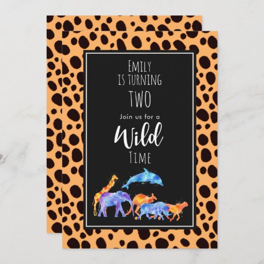 Invitation Animaux sauvages sur le guépard exotique Imprimer (Devant / Derrière)