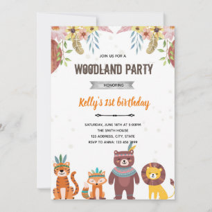 Invitation animaux tribaux boho forestier