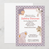 Invitation Animaux tropicaux de la Jungle 5x7 Baby shower Inv (Devant / Derrière)
