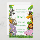 Invitation Animaux Wild One Jungle safari de verdure pour les