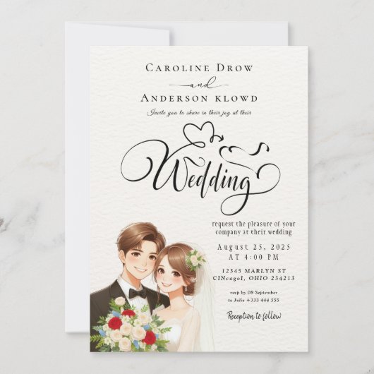 Invitation Anime Couple Wedding (Devant)