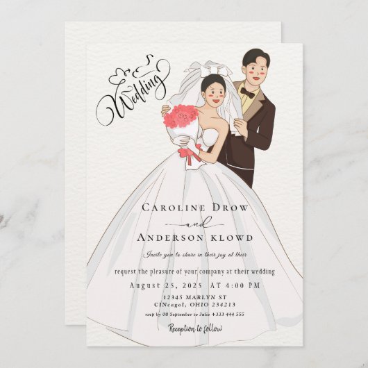 Invitation Anime Couple Wedding (Devant / Derrière)