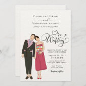 Invitation Anime Couple Wedding (Devant / Derrière)