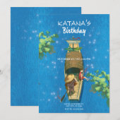 Invitation Anime de bateau aventure d'été eau bleue (Devant / Derrière)