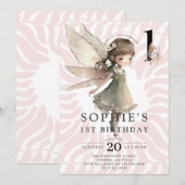 Invitation Anime Fairy Girl's 1er anniversaire (Devant / Derrière)
