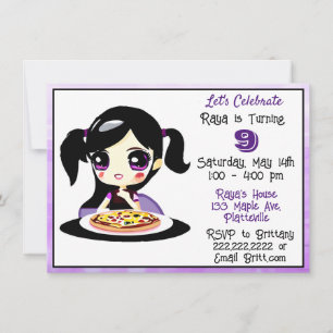 Invitation Anime Gaming Girl Anniversaire Pizza Party