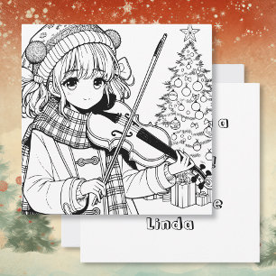Invitation Anime Girl Jouer Viola Noël
