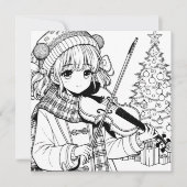 Invitation Anime Girl Jouer Viola Noël (Devant)