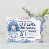 Invitation Anime Girl mignonne Japonaise Anniversaire Invitat (Debout devant)