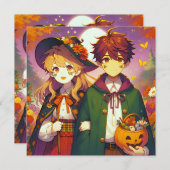 Invitation Anime Kid's en costumes d'Halloween (Devant / Derrière)
