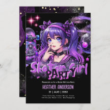 Anime Skater Girl Anniversaire Fête Skateboard