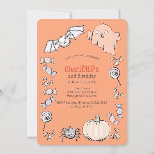 Invitation Aniversario de los niños de Halloween de dulce dul (Devant)
