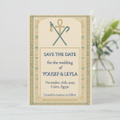 Invitation Ankh Royal Égyptien Lotus Or Save the Date (Debout devant)