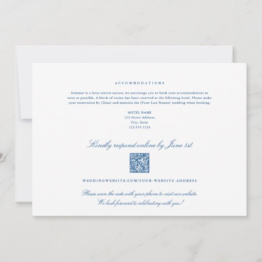 Invitation Annapolis Maryland all-in-one QR code RSVP Mariage (Dos)