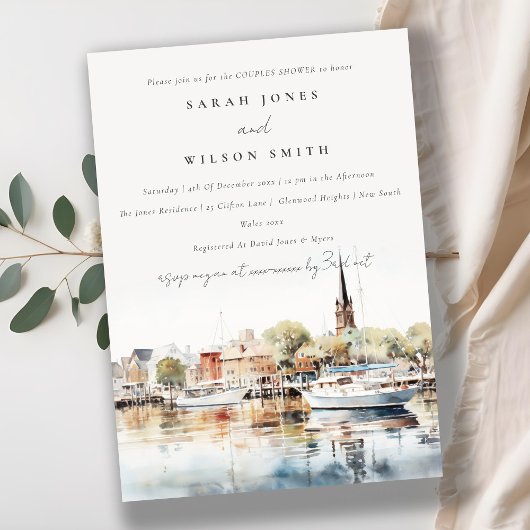 Invitation Annapolis Maryland Aquarelle Couples Douche