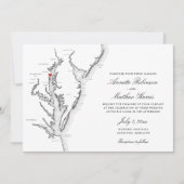 Invitation Annapolis Maryland Élégant Mariage noir et blanc (Devant)