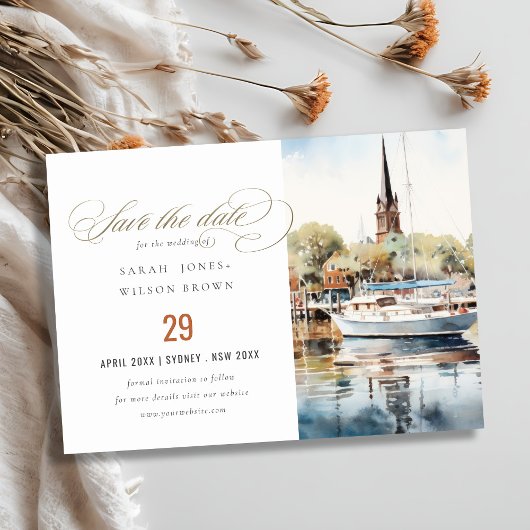 Invitation Annapolis Maryland MD Mer Aquarelle Enregistrer La