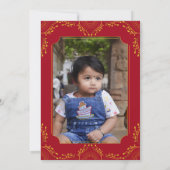 Invitation Annaprashana First Rice Red Gold Flowers Photo (Dos)