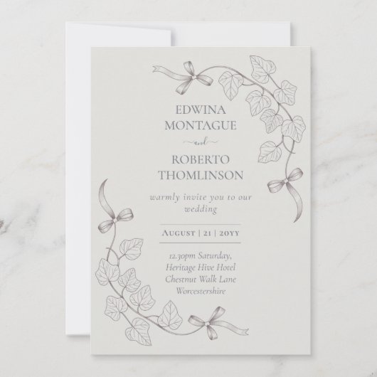 Invitation Anne Elliot Quiet Romance Wedding - Bows Ivy (Devant)